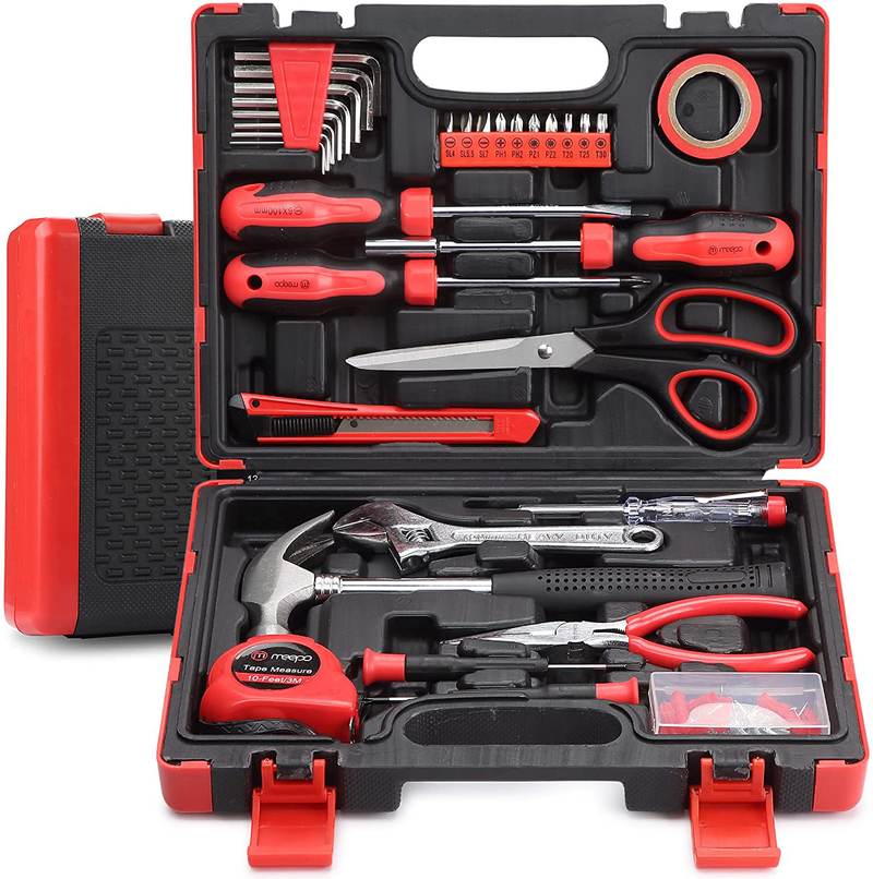 M MEEPO Tool Set, 131-Piece Basic Tool Kit for Men Women Home and Household Repair, Complete Home Tool Kit for DIY, College Students, with Solid Toolbox Hardware > Tools > Tool Sets M MEEPO Default Title  
