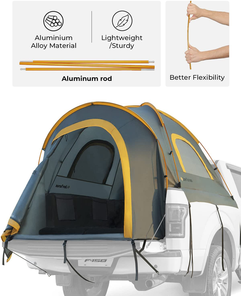 Joytutus Pickup Truck Tent, Waterproof Pu2000Mm Double Layer for 2 Person, Portable Truck Bed Tent, 5.5'-6' Camping Preferred