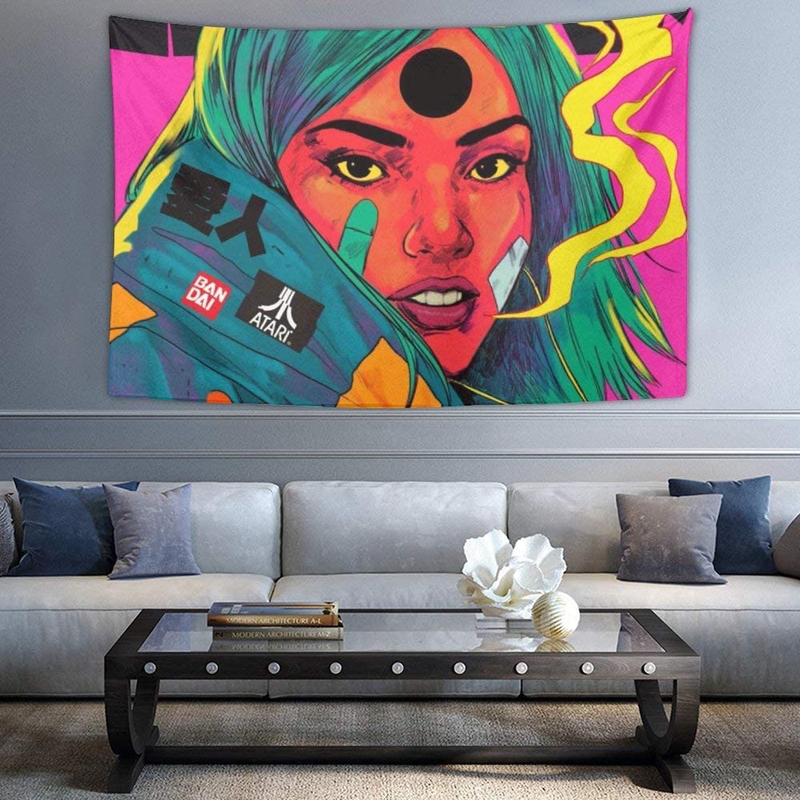 NiYoung Hippie Hippy Large Wall Hanging Throw Tapestries, Bohemian Mandala Wall Tapestry for Living Room Bedroom Dorm Room Collage Dorm Apartment Bedding, Lesbian Moon Goddess Pride Gay LGBT Girl Art Home & Garden > Decor > Artwork > Decorative Tapestries NiYoung Pop Art Cool Goth Stoner Girl 40 x 60 inches 