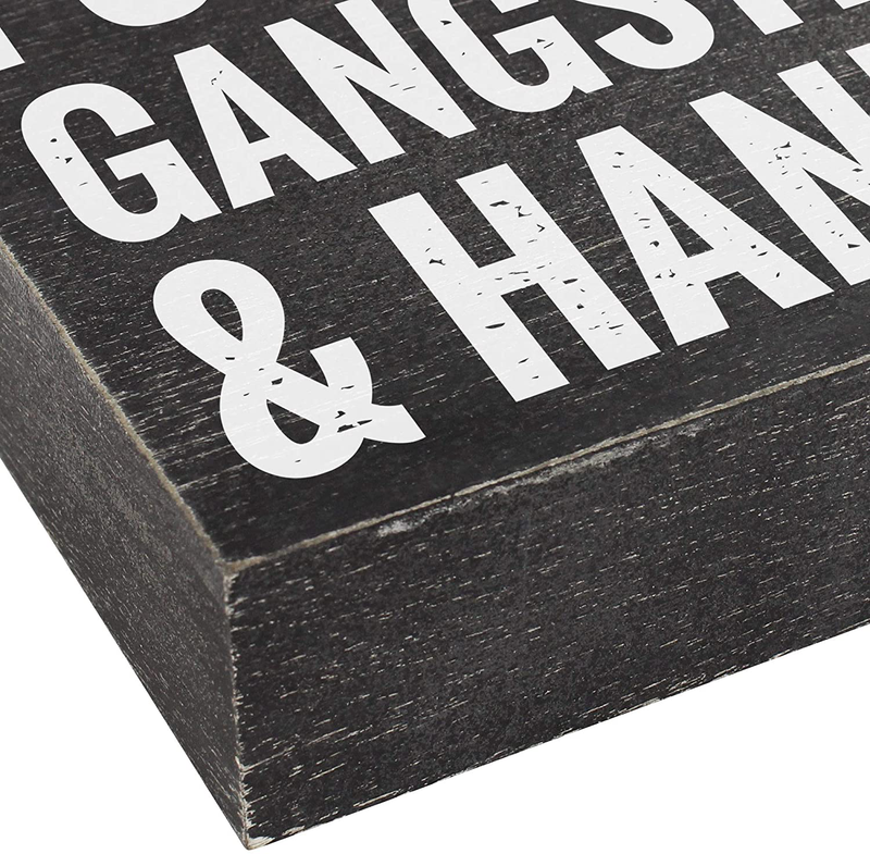 Drink Coffee Put on Some Gangster Rap and Handle It - Office Decor - 6x8 Funny Kitchen Wood Box Plaque Home Desk Decoration or Coffee Bar Sign Home & Garden > Decor > Seasonal & Holiday Decorations Elegant Signs   