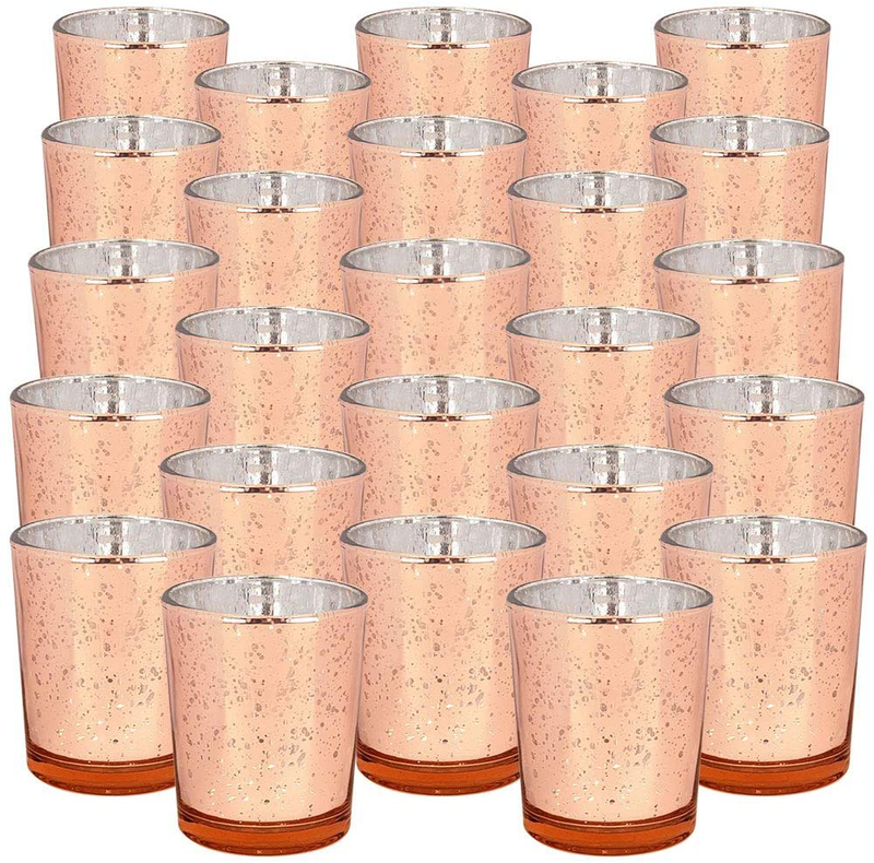 Just Artifacts 2.75-Inch Speckled Mercury Glass Votive Candle Holders (25pcs, Gold) Home & Garden > Decor > Home Fragrance Accessories > Candle Holders Just Artifacts Rose Gold  