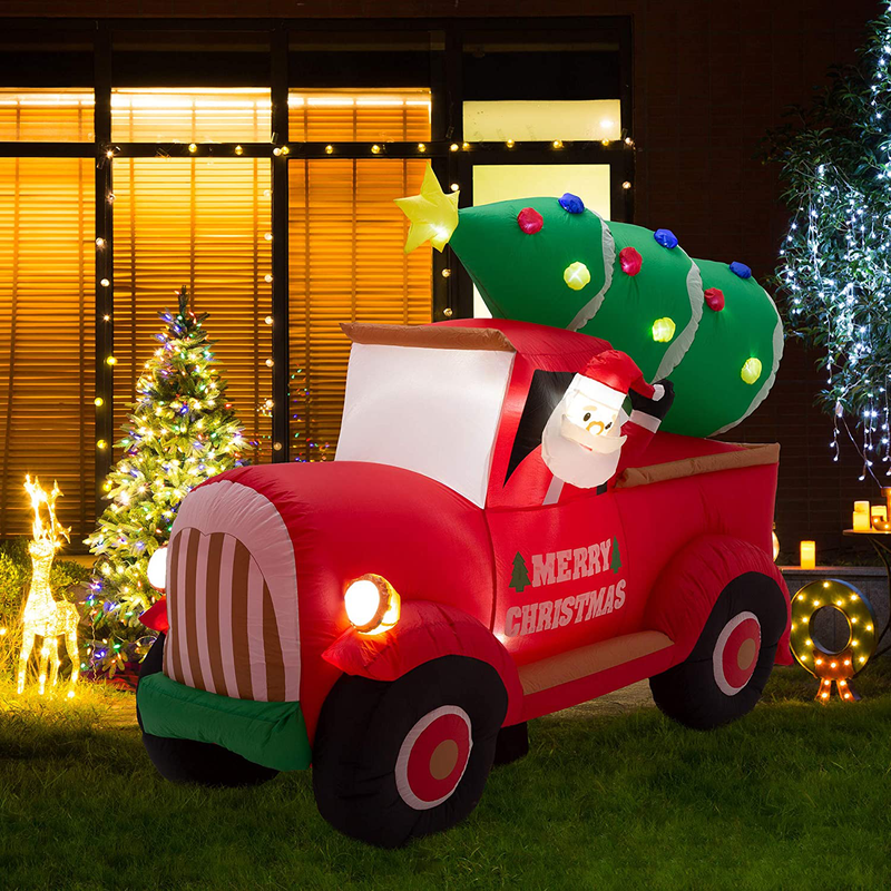 eUty Christmas Inflatable Decoration 7 Feet Santa on Red Truck Built-in Lights Outdoor & Indoor Holiday Yard Decor Blow Up Festival Decor Home & Garden > Decor > Seasonal & Holiday Decorations& Garden > Decor > Seasonal & Holiday Decorations eUty Santa in Car  
