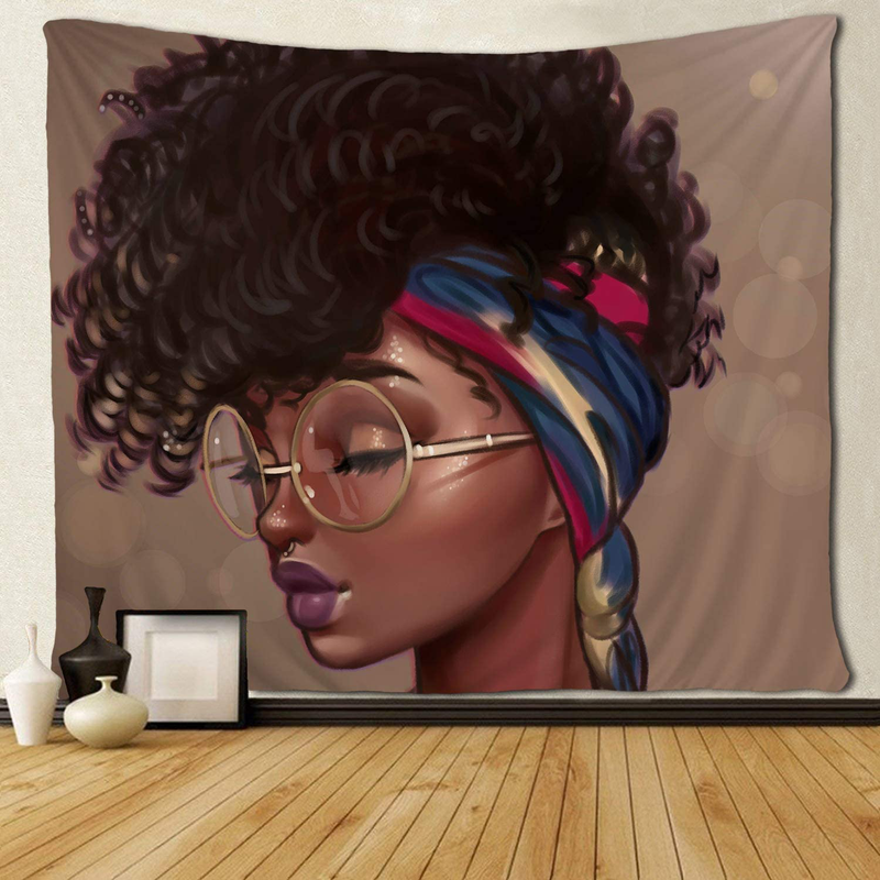 SARA NELL Afro Traditional Woman Scarf Tapestry African American Women Tapestries Wall Art Hippie Bedroom Living Room Dorm Wall Hanging Throw Bedspread 50x60 Inches Home & Garden > Decor > Artwork > Decorative Tapestries SARA NELL 50x60 inches  