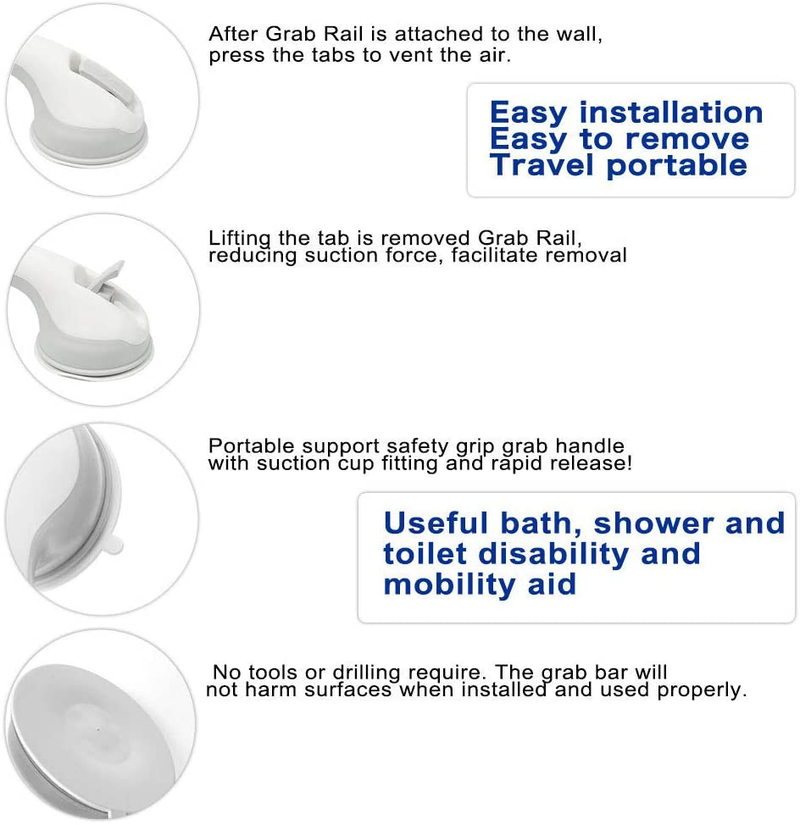 Newthinking Suction Grab Bars for Shower, Portable Bathroom Suction Shower Handles with Suction Cup for Elderly, Children and Disability Aids (2 Pack) Sporting Goods > Outdoor Recreation > Camping & Hiking > Portable Toilets & Showers Newthinking   