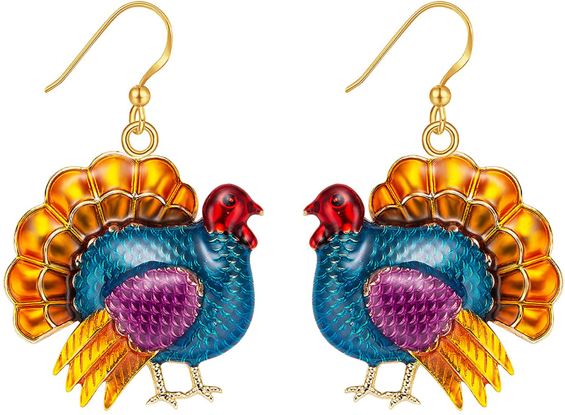 Christmas Earrings for Womens Girls, Enameled Xmas Holiday Jewelry Thanksgiving Turkey Drop Dangle Earrings Set Home & Garden > Decor > Seasonal & Holiday Decorations& Garden > Decor > Seasonal & Holiday Decorations M MIRACULOUS GARDEN 1Pairs Gold-plated d  