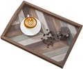 MyGift Multi-Colored Rustic Chevron Wood Decorative Tray with Cutout Handles