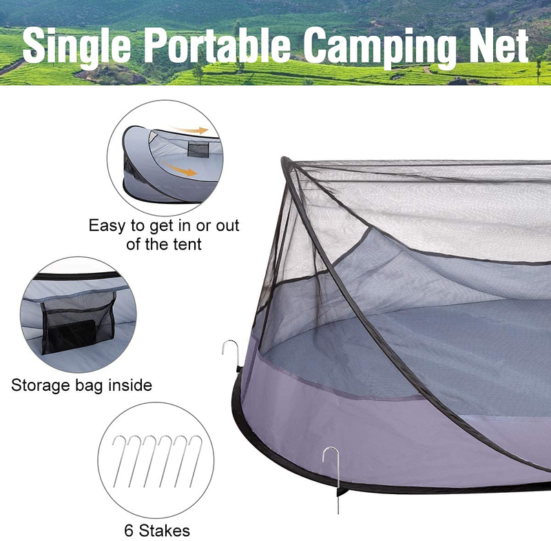 Single Portable Mosquito Net Tent, Pop up Mosquito Tent for Camping Outdoor Travling Backyard, Self Standing Auto- Expanding Sporting Goods > Outdoor Recreation > Camping & Hiking > Mosquito Nets & Insect Screens L RUNNZER   