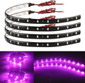 EverBright 4-Pack Red 30CM 5050 12-SMD DC 12V Flexible LED Strip Light Waterproof Car Motorcycles Decoration Light Interior Exterior Bulbs Vehicle DRL Day Running with Built-in 3M Tape  YM E-Bright Pink  