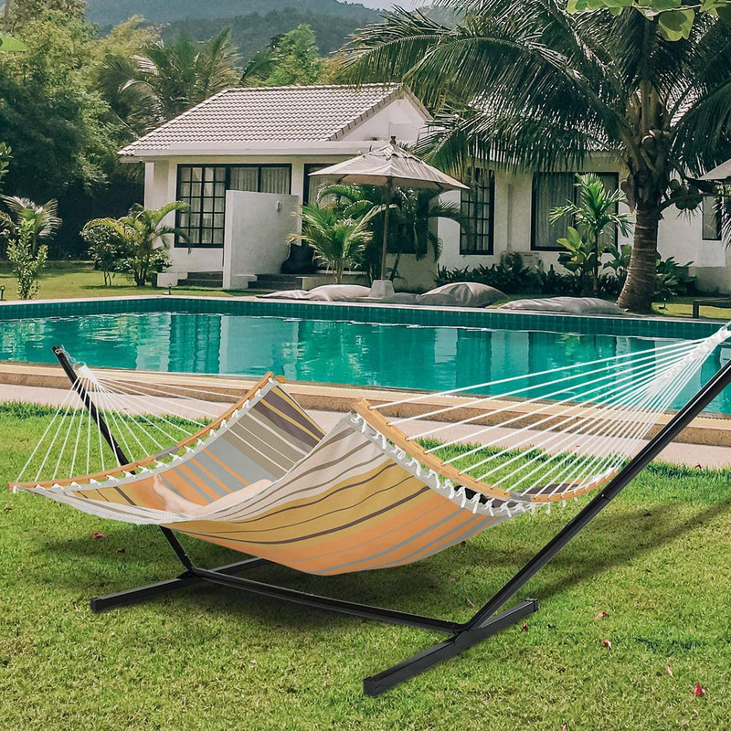 Patio Watcher 11 FT Quick Dry Hammock Folding Curved Bamboo Spreader Bar Portable Hammock for Camping Outdoor Patio Yard Beach, Water Resistance and UV Resistance Home & Garden > Lawn & Garden > Outdoor Living > Hammocks Patio Watcher   