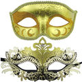Couple Masquerade Metal Masks Venetian Halloween Costume Mask Mardi Gras Mask Apparel & Accessories > Costumes & Accessories > Masks Coddsmz Gold+black-gold  