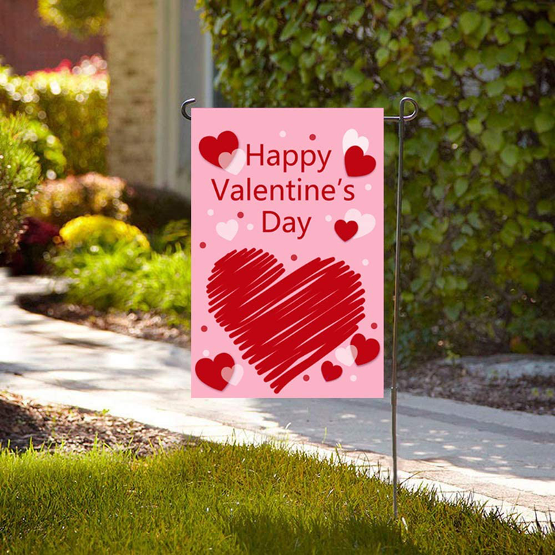 Happy Valentine Garden Flag Double Sided 12 X 18 Inch, Valentines Day Decorations for Garden Valentines Day Party Supplies Home & Garden > Decor > Seasonal & Holiday Decorations& Garden > Decor > Seasonal & Holiday Decorations WOONOO   