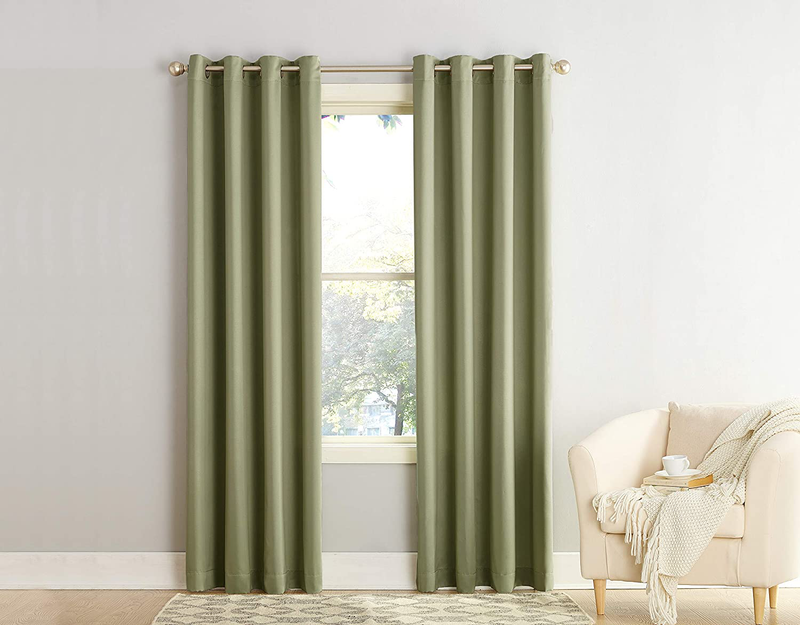 Sun Zero Barrow Energy Efficient Grommet Curtain Panel, 54" x 84", Sage Green
