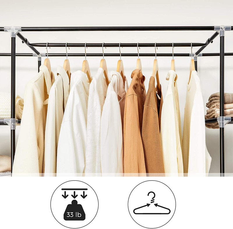 SONGMICS 59 Inch Closet Organizer Wardrobe Closet Portable Closet shelves, Closet Storage Organizer with Non-woven Fabric, Quick and Easy to Assemble, Extra Strong and Durable, Gray ULSF03G Furniture > Cabinets & Storage > Armoires & Wardrobes SONGMICS   