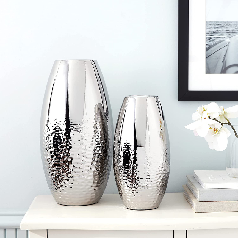 Signature Design by Ashley Dinesh Modern Glam 2 Piece Decorative Vase Set, Silver Finish Home & Garden > Decor > Vases Signature Design by Ashley   