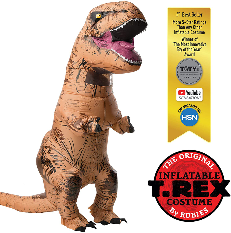 Rubies Adult The Original Inflatable Dinosaur Costume, T-Rex with Sound, Standard