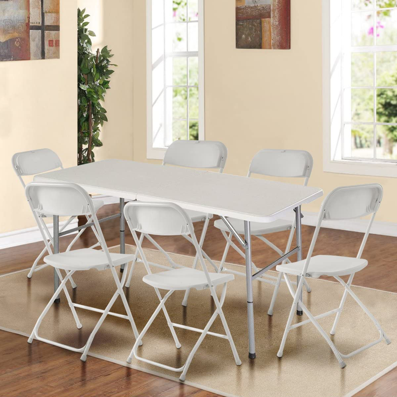Reuniong Folding Table, 4-Foot Blow-Molding Folding Table for Furniture, Indoor Outdoor Utility Portable Picnic Party Dining Camp Table, Portable Plastic HDPE Folding Table, off White Sporting Goods > Outdoor Recreation > Camping & Hiking > Camp Furniture ReunionG   