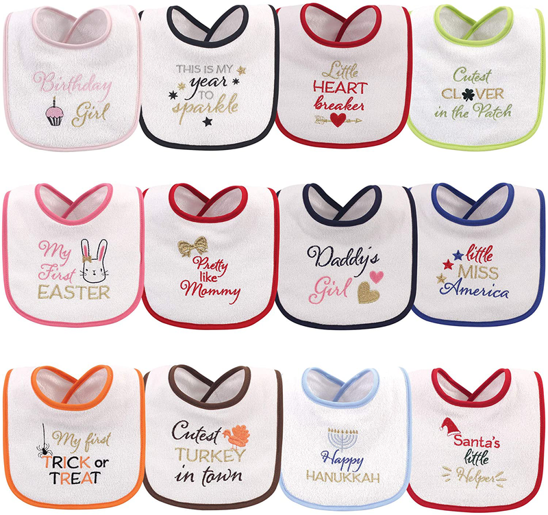 Hudson Baby Unisex Baby Cotton Terry Drooler Bibs with Fiber Filling Home & Garden > Decor > Seasonal & Holiday Decorations Hudson Baby Holiday Girl Sparkle One Size 