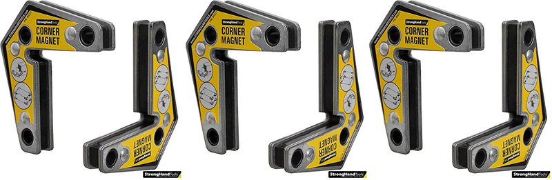 Strong Hand Tools - VAL-MST327 , Magnetic Corner Squares, (Twin Pack), 12°, 90° & 60° Angle Setting, Max Pull Force: 30 lbs, Low Profile, 3-1/4 x 3-3/4 x 5/8″, MST327 Hardware > Tool Accessories > Welding Accessories Strong Hand Tools Three Pack  