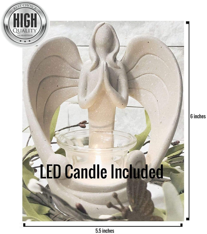 Funeral Flowers Alternative Sympathy Gift Statue Tealight Candle Holder LED Angel Figurines in Loving Memory of Loved One Bereavement Remembrance Condolence Gifts for Grief Loss of Loved One Grieving Home & Garden > Decor > Home Fragrance Accessories > Candle Holders Dulaya Memories In Art   