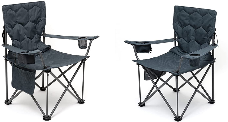 Sunnyfeel Oversized Camping Chair, Folding Camp Chairs for Adults Heavy Duty Big Tall People 500 LBS, XL Padded Portable Lawn Chair with Armrest Cup Holder & Pocket for Outdoor/Picnic/Beach Sporting Goods > Outdoor Recreation > Camping & Hiking > Camp Furniture SUNNYFEEL Grey-2set  