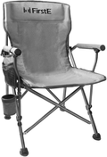 Firste Folding Camping Chairs, Portable Camp and Sports Chair Heavy Duty for Adults 330Lbs, Steel Frame Lawn Chair Quad Lumbar Support, Outdoor Beach Chair with Side and Back Pockets, Carry Bag Sporting Goods > Outdoor Recreation > Camping & Hiking > Camp Furniture FirstE Grey 1 