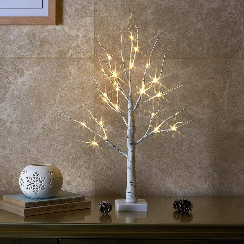Set of 2- EAMBRITE 2FT 24LT Warm White LED Birch Tree Light with Timer Tabletop Bonsai Tree Light Jewelry Holder Decor for Home Party Wedding Holiday Home & Garden > Decor > Seasonal & Holiday Decorations EAMBRITE 1PCS BIRCH TREE  