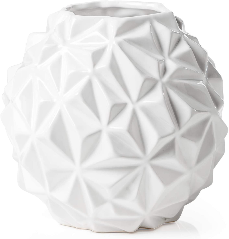 Torre & Tagus Crumple Ball Vase, Large, White Home & Garden > Decor > Vases Torre & Tagus White Large 