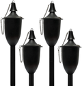 Legends Direct Set of 4, Premium Metal Patio Torches, 53" Tall- Tiki Style/w Snuffer, Fiberglass Wick & Large 20oz Oil Lamp for Deck, Patio, Lawn, Garden, Luau (Large Smooth Copper) Home & Garden > Lighting Accessories > Oil Lamp Fuel Legends Direct Small Smooth Black 4 