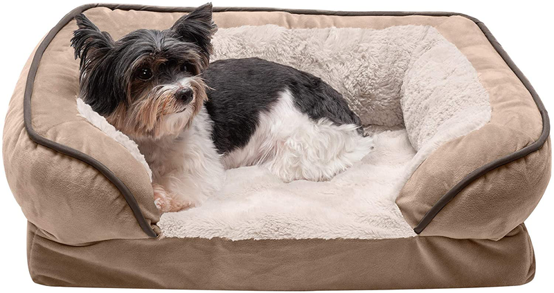 Furhaven Orthopedic, Cooling Gel, and Memory Foam Pet Beds for Small, Medium, and Large Dogs and Cats - Luxe Perfect Comfort Sofa Dog Bed, Performance Linen Sofa Dog Bed, and More Animals & Pet Supplies > Pet Supplies > Dog Supplies > Dog Beds Furhaven Velvet Waves Brownstone Sofa Bed (Cooling Gel Foam) Small (Pack of 1)