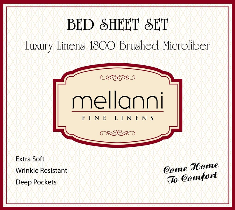 Mellanni Queen Sheet Set - Hotel Luxury 1800 Bedding Sheets & Pillowcases - Extra Soft Cooling Bed Sheets - Deep Pocket up to 16 inch Mattress - Wrinkle, Fade, Stain Resistant - 4 Piece (Queen, White) Home & Garden > Linens & Bedding > Bedding Mellanni   