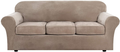 Modern Velvet Plush 4 Piece High Stretch Sofa Slipcover Strap Sofa Cover Furniture Protector Form Fit Luxury Thick Velvet Sofa Cover for 3 Cushion Couch, Machine Washable(Sofa,Gray) Home & Garden > Decor > Chair & Sofa Cushions H.VERSAILTEX Taupe Large 