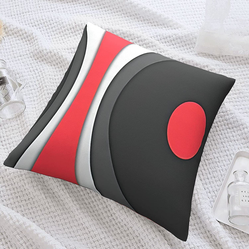 JASMODER Modern Abstract Art Red Black Grey Stripe Set of 2 Pillow Cover Square Pillow Cases Cushion Home Décor 18 * 18 Inch Home & Garden > Decor > Chair & Sofa Cushions JASMODER   