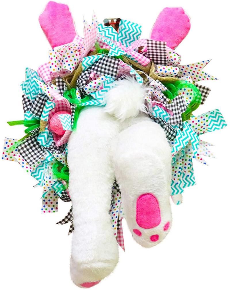 Easter Rabbit Wreath Decor for Front Door, Easter Rabbit Front Door Wreath, Easter Thief Bunny Butt with Ears, Rabbit Shape Garland Wall Decor Easter Decorations Craft Supplies Home & Garden > Decor > Seasonal & Holiday Decorations Applylee G  