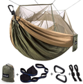 Sunyear Single & Double Camping Hammock with Net, Portable Outdoor Tree Hammock 2 Person Hammock for Camping Backpacking Survival Travel, 10ft Hammock Tree Straps and 2 Carabiners, Easy to Setup Home & Garden > Lawn & Garden > Outdoor Living > Hammocks Sunyear Army Green/Khahi 55"W*106"L 