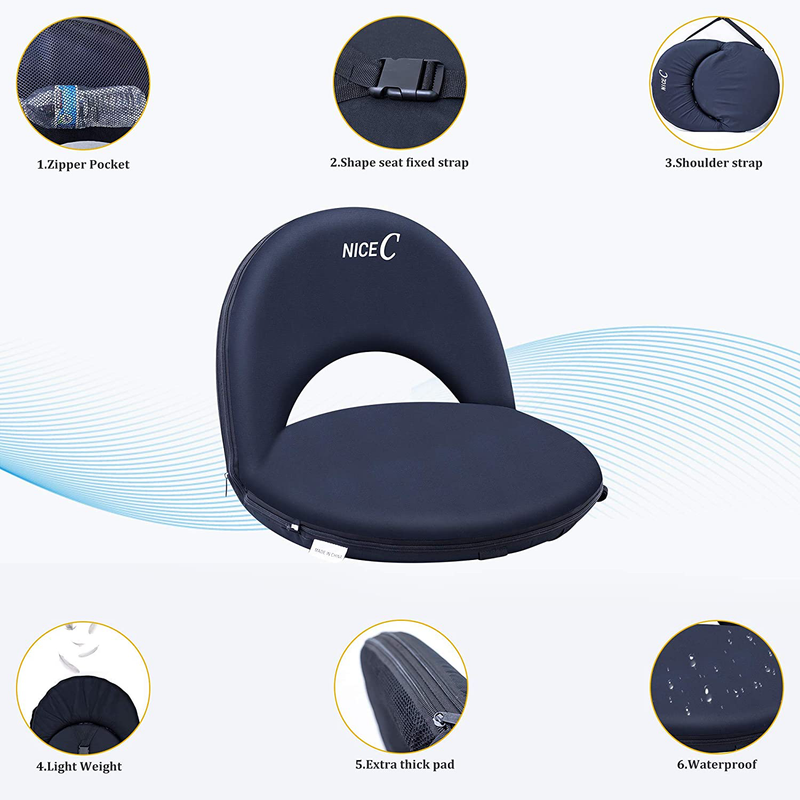 Nice C Stadium Seats, Bleacher Chairs, 10-Posisition Reclining Waterproof Cushion, Ultralight, Foldable, Extra Thick Padding, with Shoulder Strap & Net Pocket