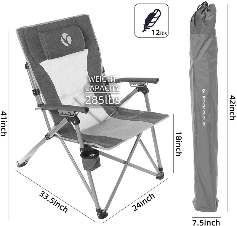 Rock Cloud Folding Camping Chair 4 Position Portable Camp Chairs Outdoor for Camp Lawn Hiking Fishing Sports