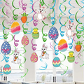Ivenf Easter Decorations Hanging Swirls 30 Pcs, Cute Bunny Eggs Chick Carrot Party Decor, Ofiice Home Indoor Easter Party Supplies Gifts Home & Garden > Decor > Seasonal & Holiday Decorations Ivenf White and Gray  