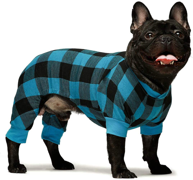 Fitwarm 100% Cotton Buffalo Plaid Dog Clothes Puppy Pajamas Pet Apparel Cat Onesies Jammies Doggie Jumpsuits