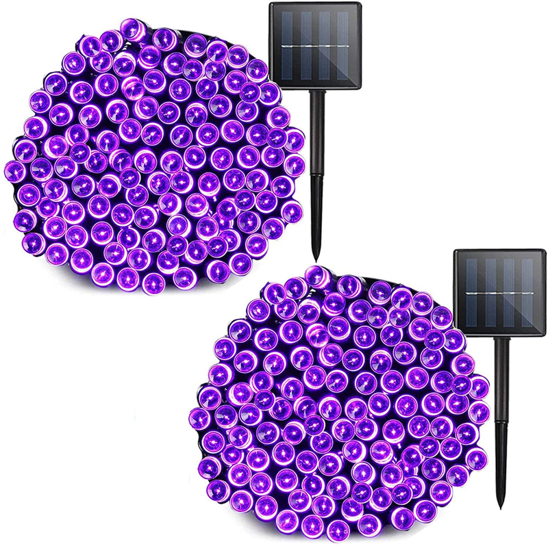 Solar Christmas String Lights Outdoor - 2 Pack 72ft 200 LED 8 Modes Outdoor String Lights, Waterproof Fairy Lights for Garden, Patio, Fence, Holiday, Party, Balcony, Christmas Decorations (Multicolor) Home & Garden > Decor > Seasonal & Holiday Decorations& Garden > Decor > Seasonal & Holiday Decorations KerKoor Purple 2 Pack 