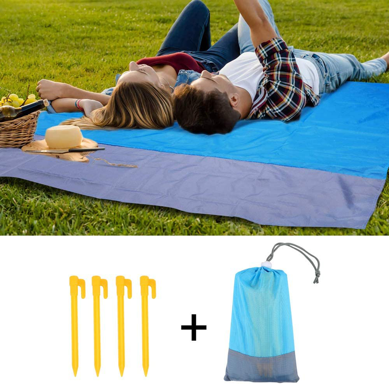 HIFUAR Sand Free Beach Blanket/Picnic Blanket-55'' x 78.7'' Family Size (3-5 Adults) -Quick Drying, Packable-Best Sand Proof Picnic Mat for Travel, Camping, Hiking and Music Festivals 4 Stakes Home & Garden > Lawn & Garden > Outdoor Living > Outdoor Blankets > Picnic Blankets HIFUAR   