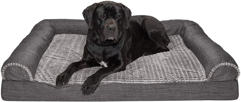 Furhaven Orthopedic, Cooling Gel, and Memory Foam Pet Beds for Small, Medium, and Large Dogs and Cats - Luxe Perfect Comfort Sofa Dog Bed, Performance Linen Sofa Dog Bed, and More Animals & Pet Supplies > Pet Supplies > Dog Supplies > Dog Beds Furhaven Faux Fur & Linen Charcoal Sofa Bed (Cooling Gel Foam) Jumbo Plus (Pack of 1)