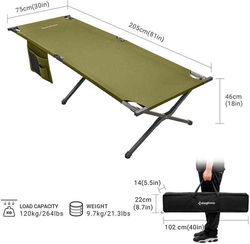 Kingcamp Camping Sleeping Cot Folding Bed 81” X 30” Extra Wide for Adults Heavy Duty Portable for Indoors & Outdoors Use Sporting Goods > Outdoor Recreation > Camping & Hiking > Camp Furniture KingCamp   