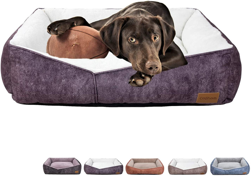 Coohom Rectangle Washable Dog Bed,Warming Comfortable Square Pet Bed Simple Design Style,Durable Dog Crate Bed for Medium Large Dogs (30 INCH, Purple) Animals & Pet Supplies > Pet Supplies > Dog Supplies > Dog Beds Coohom Purple 30 INCH 