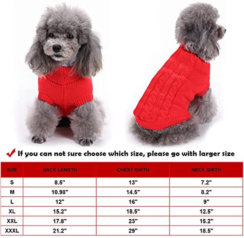 Sunteelong Dog Sweater Turtleneck Knitted Puppy Sweater Warm Pet Winter Clothes Cat Clothes Small Dogs Sweaters for Cold Weather (Red, M) Animals & Pet Supplies > Pet Supplies > Cat Supplies > Cat Apparel SunteeLong   