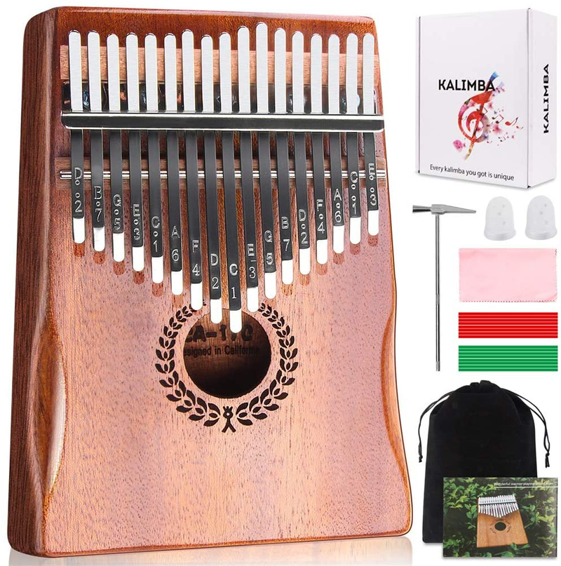 Kalimba 17 Keys Thumb Piano, Easy to Learn Portable Musical Instrument Gifts for Kids Adult Beginners with Tuning Hammer and Study Instruction. Known as Mbira, Wood Finger Piano  HONHAND Wood  