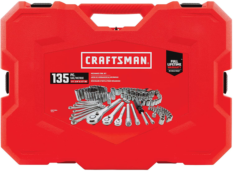 CRAFTSMAN Mechanics Tool Set, SAE / Metric, 135-Piece (CMMT12024), 1/4", 3/8" in Hardware > Tools > Tool Sets Craftsman   