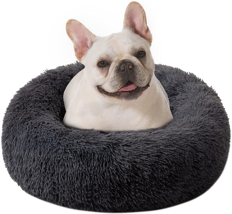 Dancewhale Cat Bed Donut Cuddler, Flurry Warming round Plush Cushion Mat for Small Medium Large Dogs and Cats, Indoor Sleeping Bed Animals & Pet Supplies > Pet Supplies > Dog Supplies > Dog Beds DanceWhale Dark Grey S 23"x23" 
