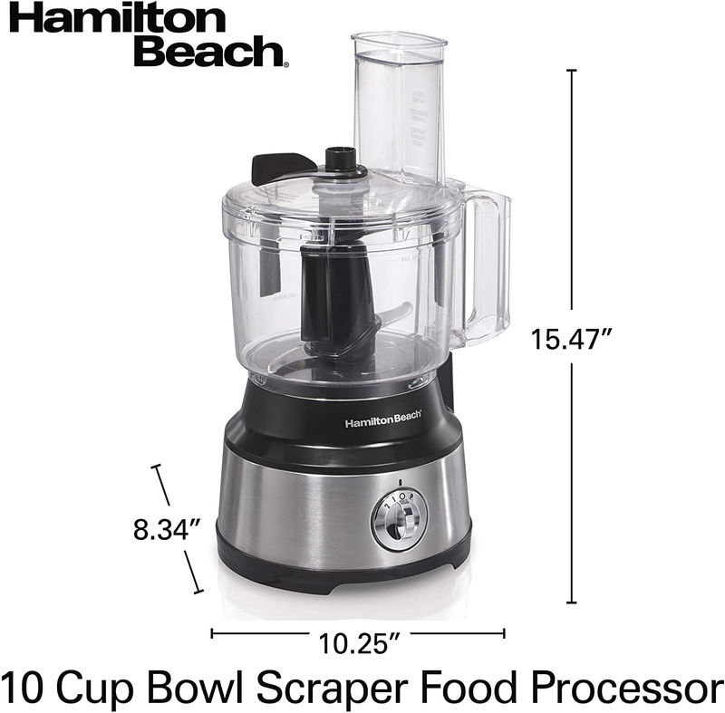 Hamilton Beach Food Processor & Vegetable Chopper for Slicing, Shredding, Mincing, and Puree, 10 Cups - Bowl Scraper, Stainless Steel Home & Garden > Kitchen & Dining > Kitchen Tools & Utensils > Kitchen Knives Hamilton Beach   