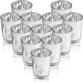 SHMILMH Silver Votive Candle Holders, Set of 12 Mercury Glass Tealight Candle Holders Bulk with Speckled for Wedding Centerpieces, Home Decor Home & Garden > Decor > Home Fragrance Accessories > Candle Holders SHMILMH Silver  