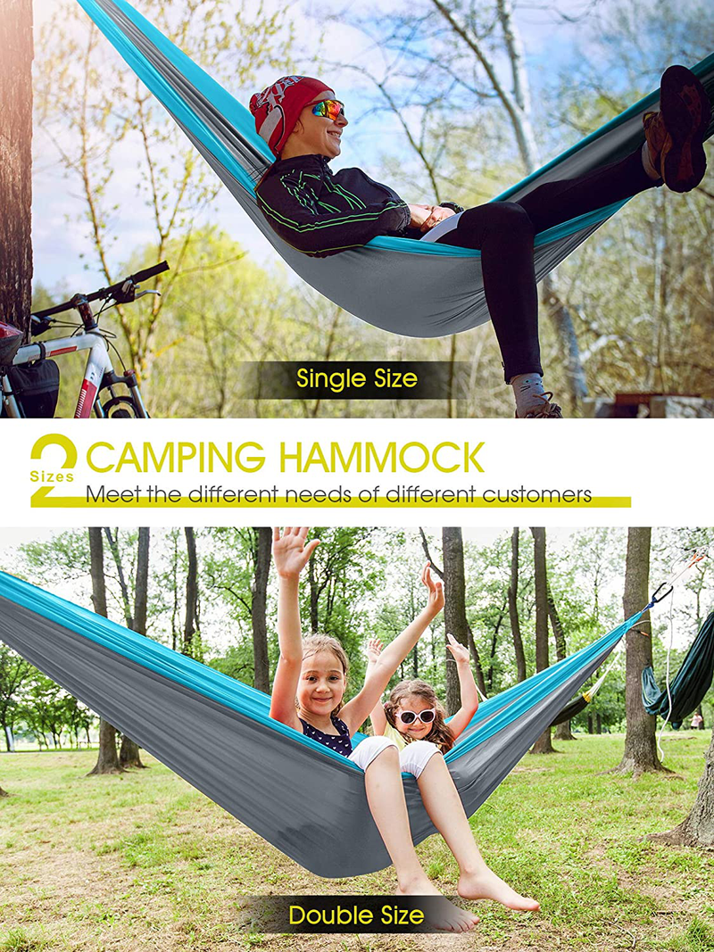 Kootek Camping Hammock Double & Single Portable Hammocks with 2 Tree Straps, Lightweight Nylon Parachute Hammocks for Backpacking, Travel, Beach, Backyard, Patio, Hiking Home & Garden > Lawn & Garden > Outdoor Living > Hammocks Kootek   